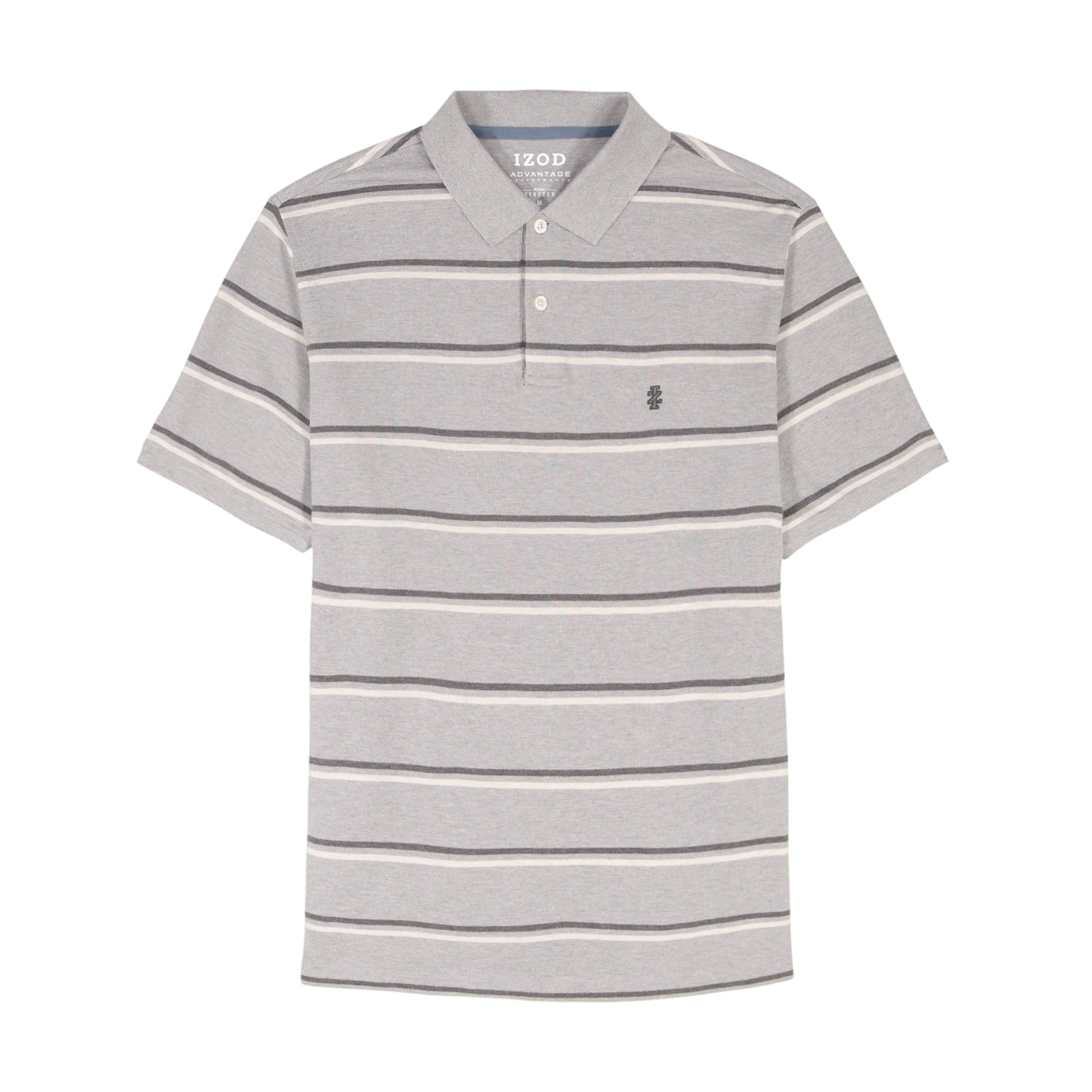 Izod Advantage Performance Striped Polo - Grey Heather