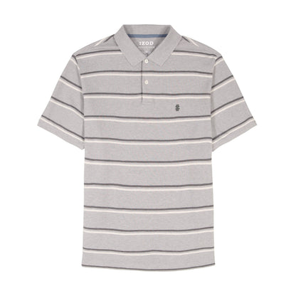 Izod Advantage Performance Striped Polo - Grey Heather