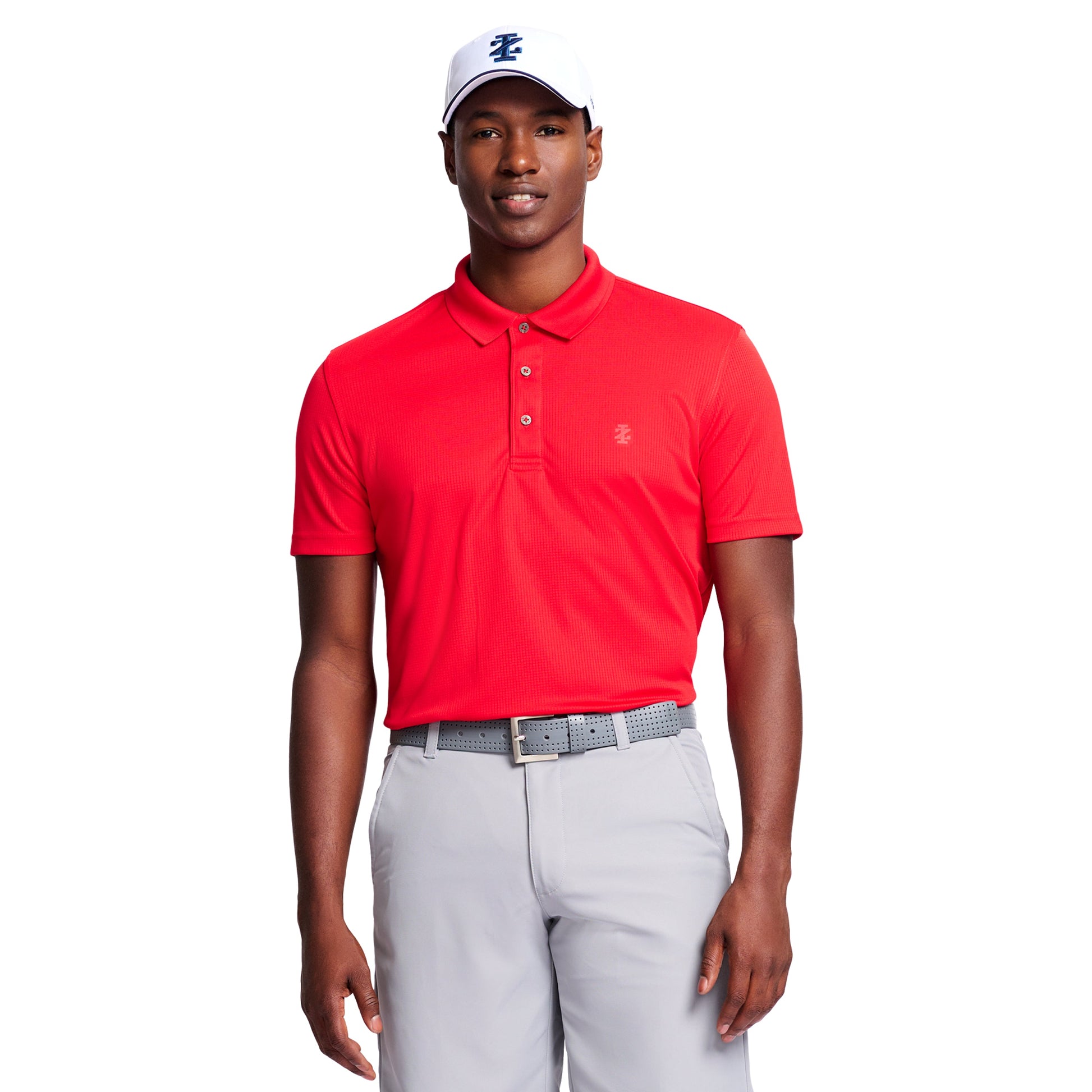 Izod Performance Golf Grid Stretch Polo - Polish Red