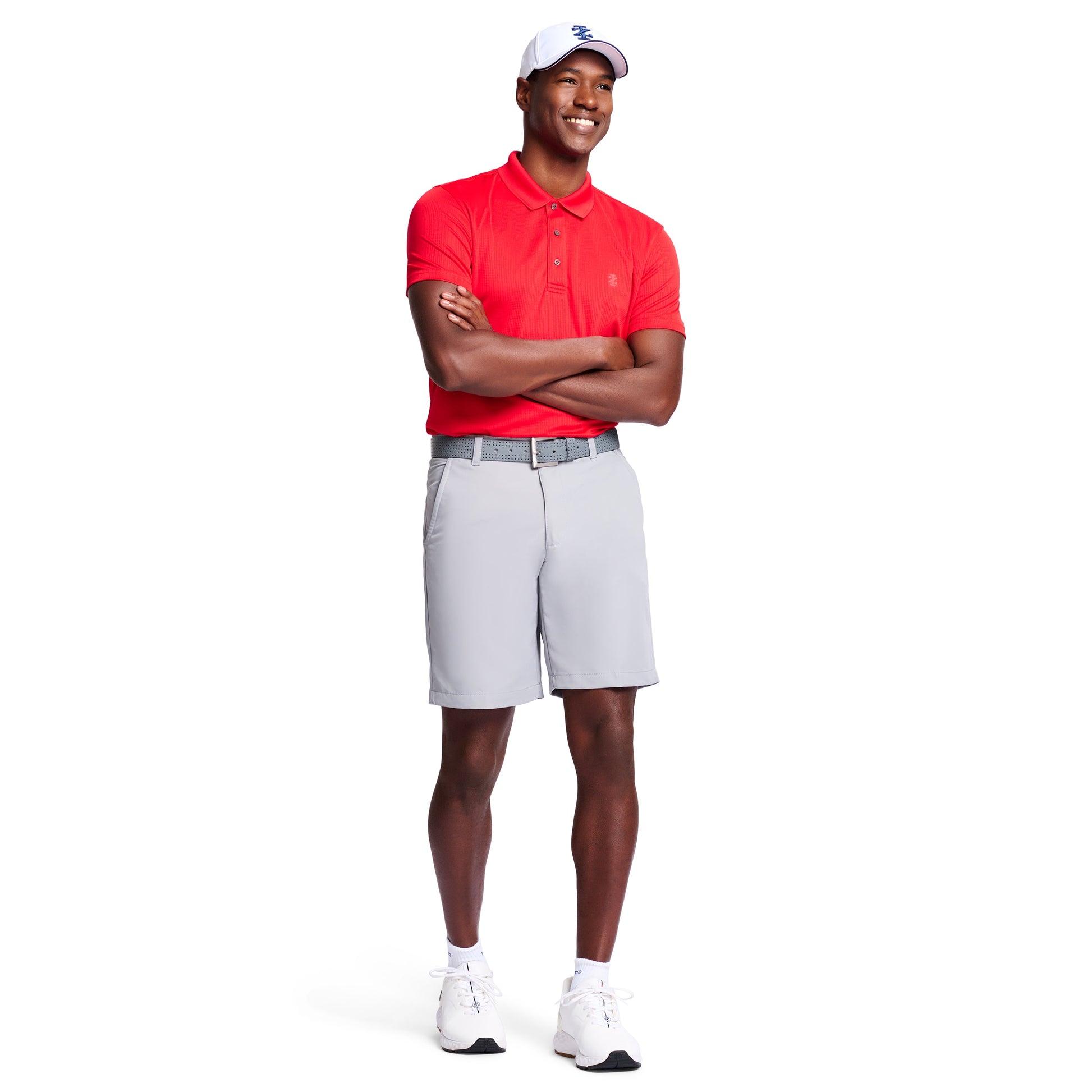 Izod Performance Golf Grid Stretch Polo - Polish Red