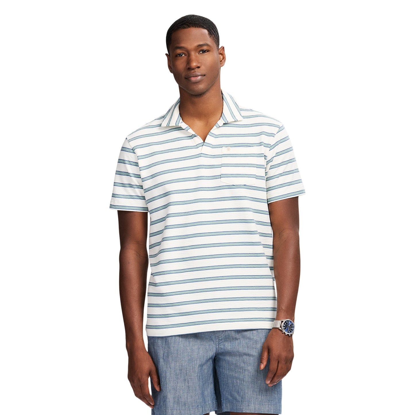 Izod Johnny Collar Textured Knit Polo - Egret