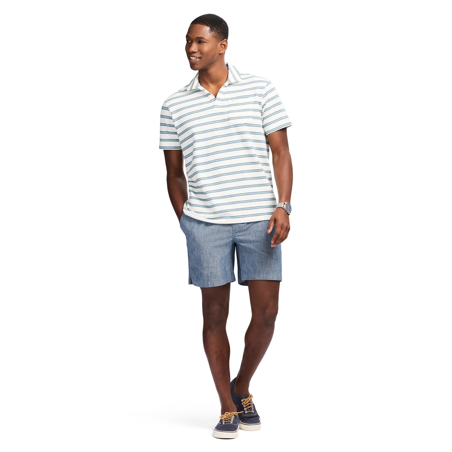 Izod Johnny Collar Textured Knit Polo - Egret