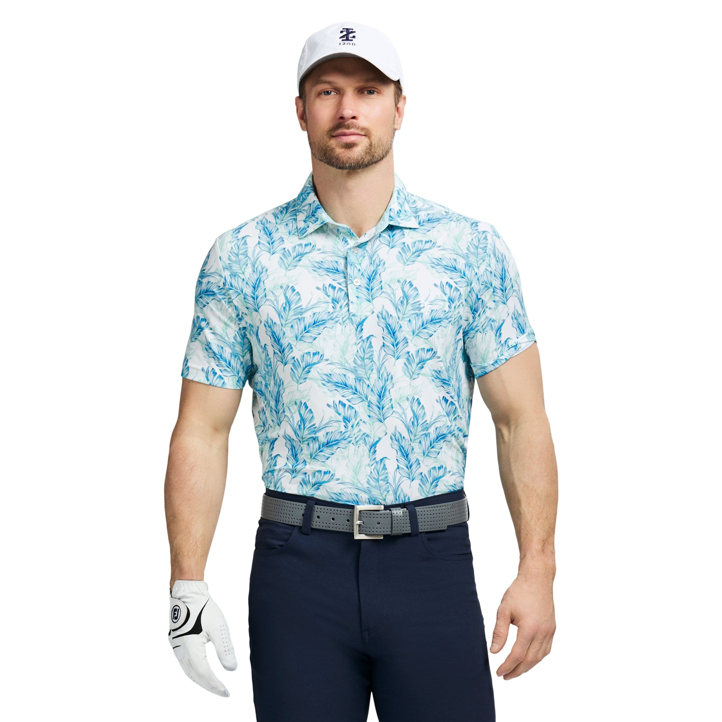 Izod Swingflex Elite Short Sleeve Printed Golf Polo - Limpet Shell