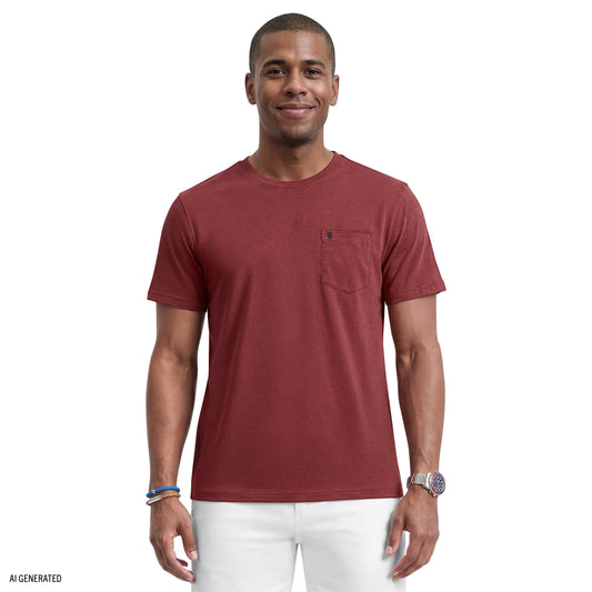 Izod SALTWATER SOFT WASH POCKET CREW - SUNDRIED TOMATO