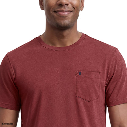 Izod SALTWATER SOFT WASH POCKET CREW - SUNDRIED TOMATO