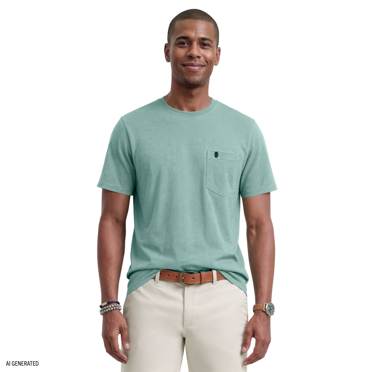 Izod SALTWATER SOFT WASH POCKET CREW - BERYL GREEN