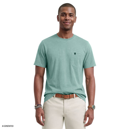 Izod SALTWATER SOFT WASH POCKET CREW - BERYL GREEN