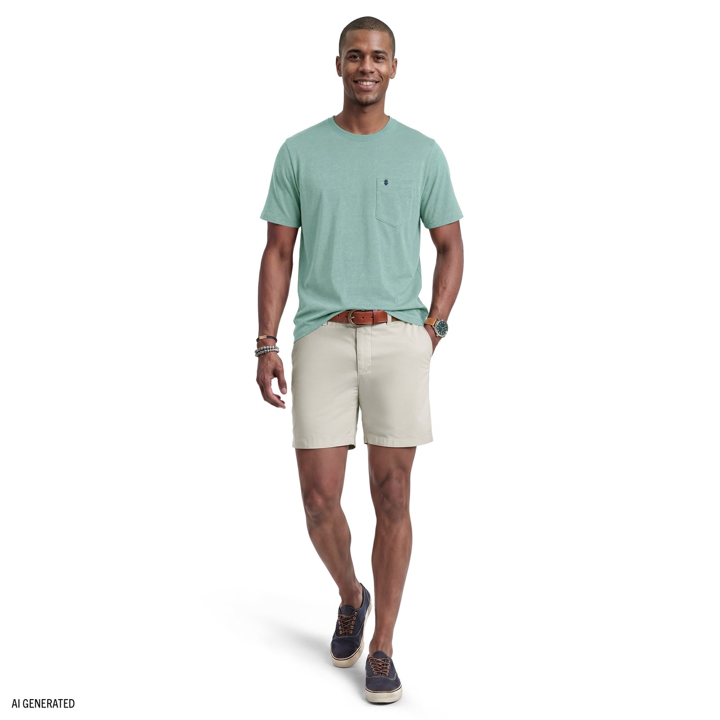 Izod SALTWATER SOFT WASH POCKET CREW - BERYL GREEN
