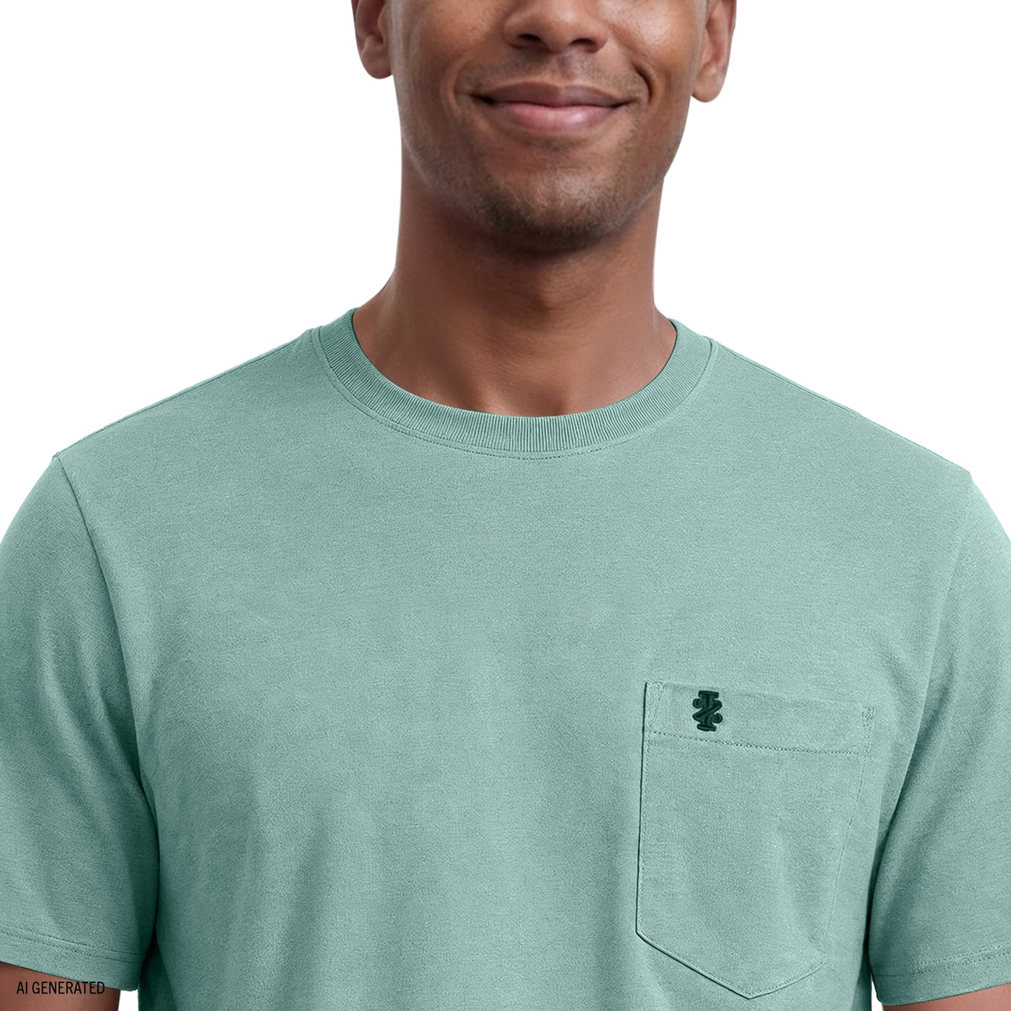 Izod SALTWATER SOFT WASH POCKET CREW - BERYL GREEN