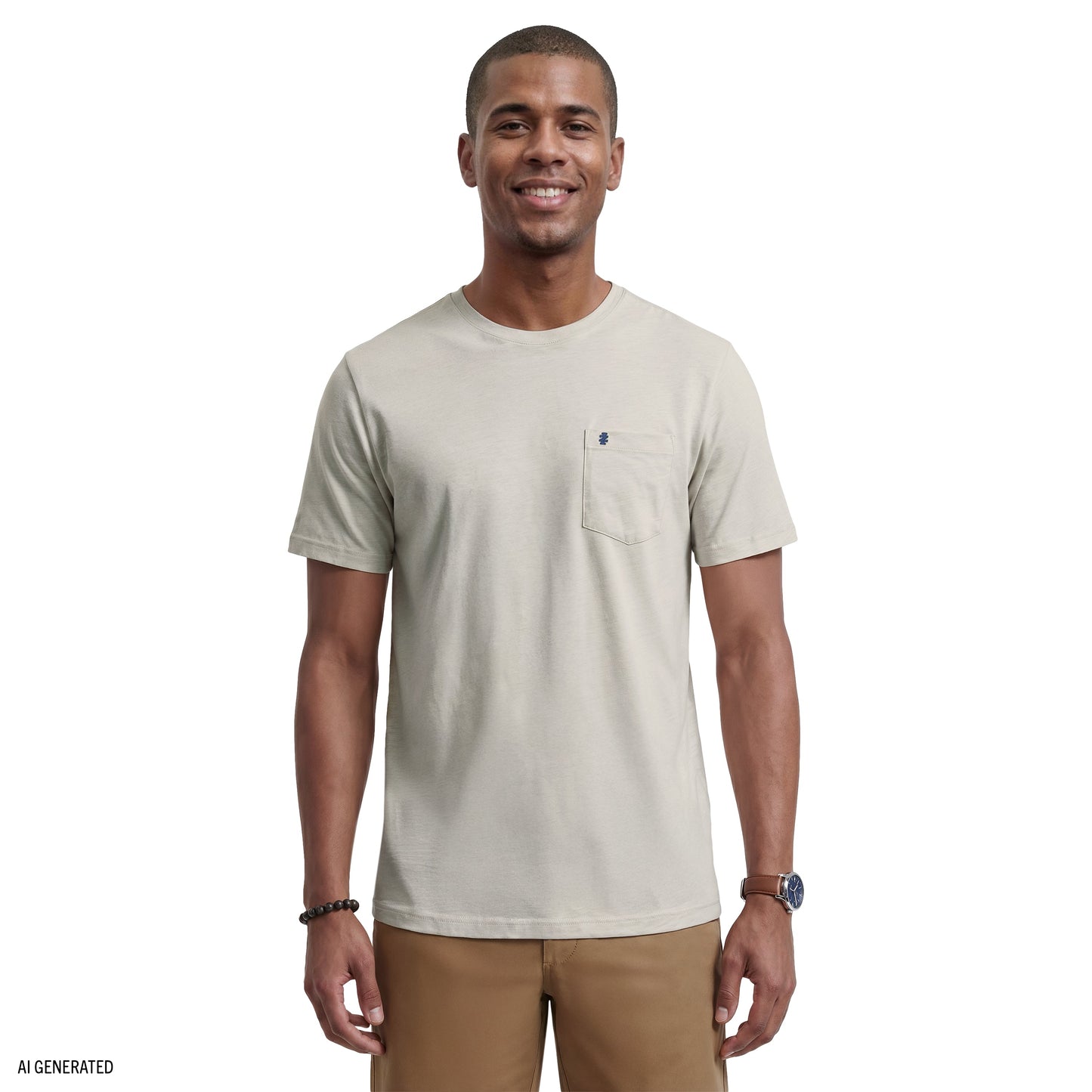 Izod SALTWATER SOFT WASH POCKET CREW - OATMEAL HTR