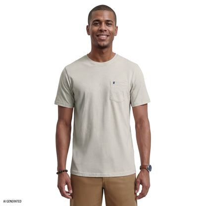 Izod SALTWATER SOFT WASH POCKET CREW - OATMEAL HTR