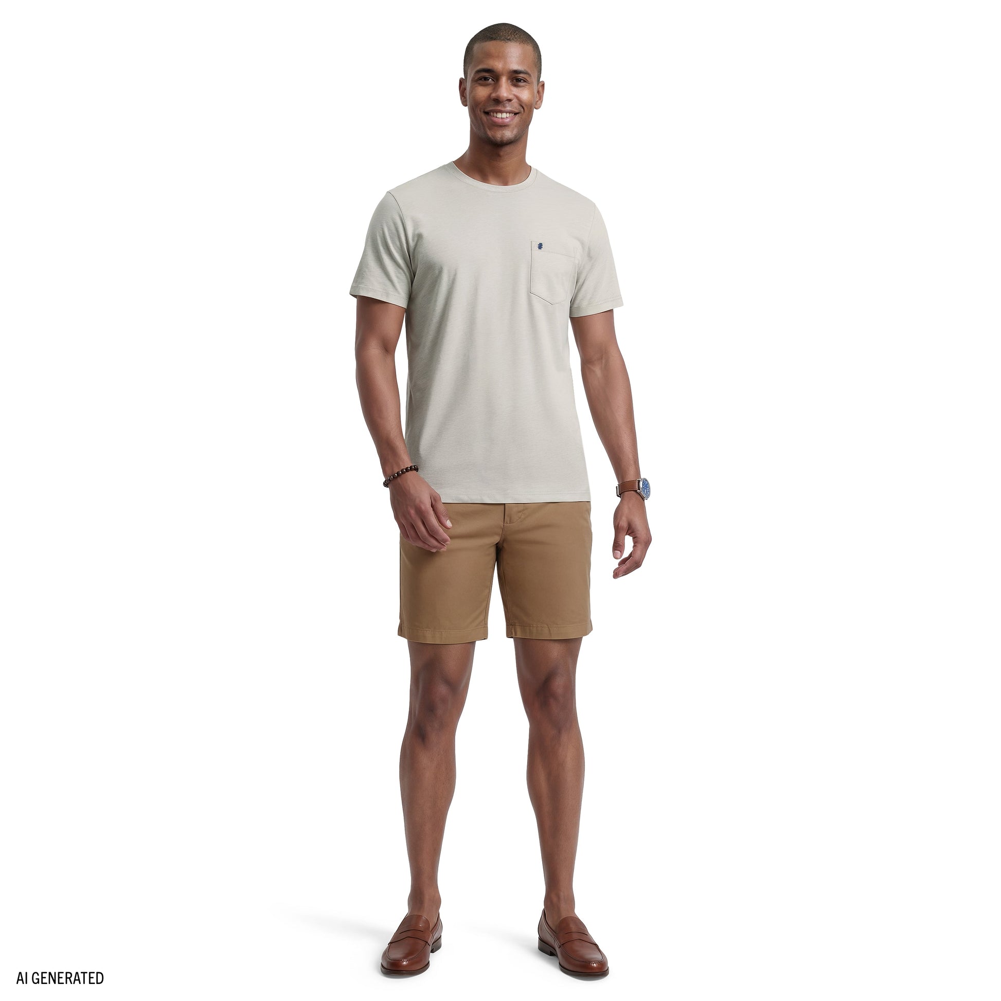 Izod SALTWATER SOFT WASH POCKET CREW - OATMEAL HTR