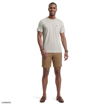 Izod SALTWATER SOFT WASH POCKET CREW - OATMEAL HTR