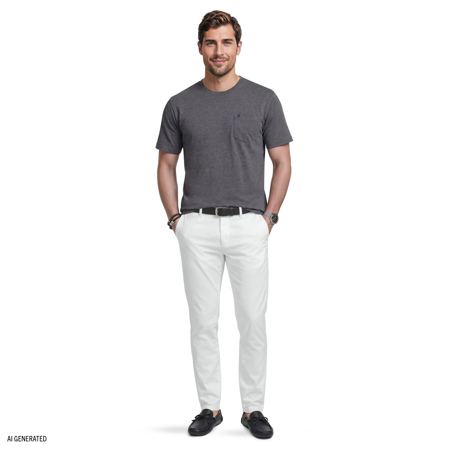 Izod SALTWATER SOFT WASH POCKET CREW - CARBON HTHR