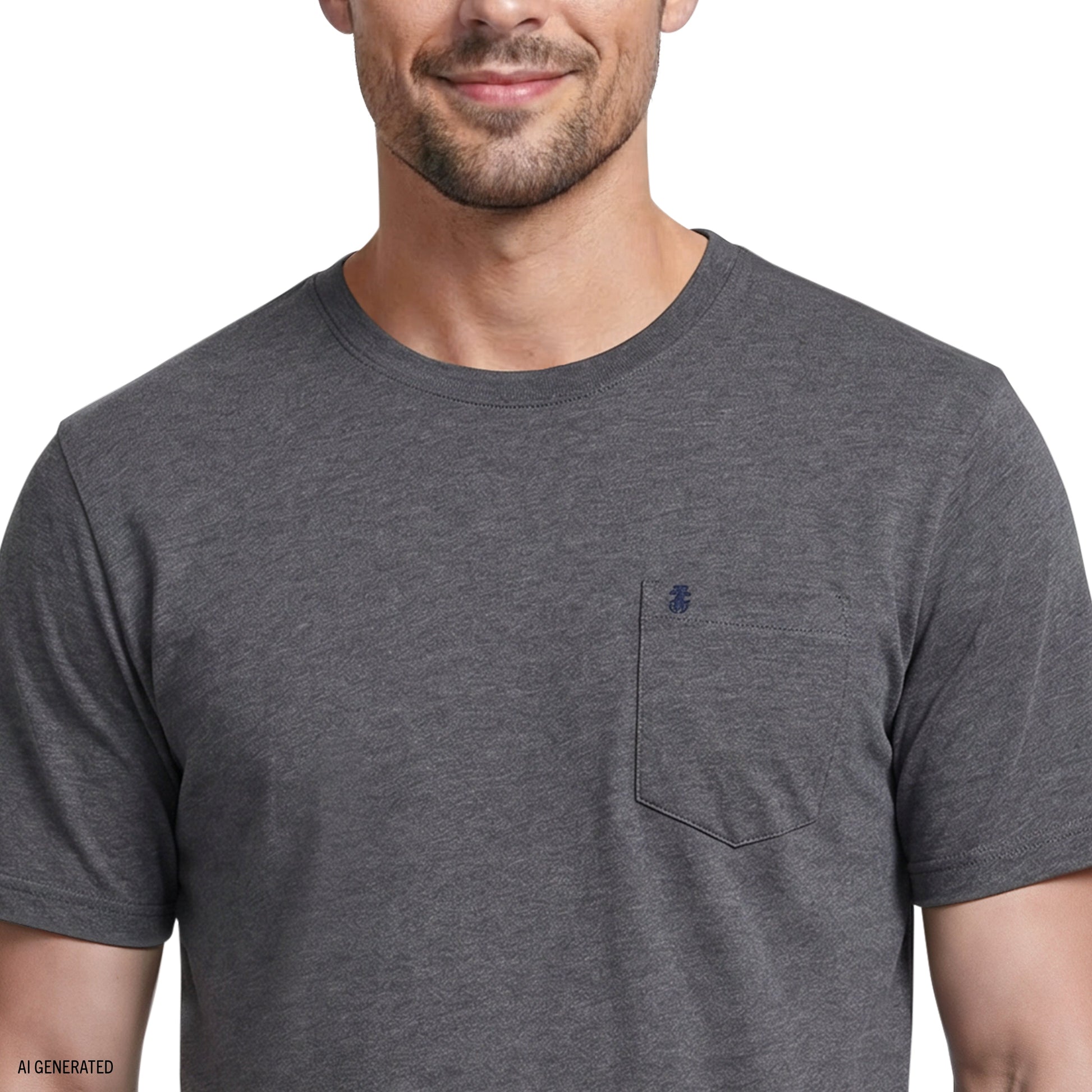 Izod SALTWATER SOFT WASH POCKET CREW - CARBON HTHR