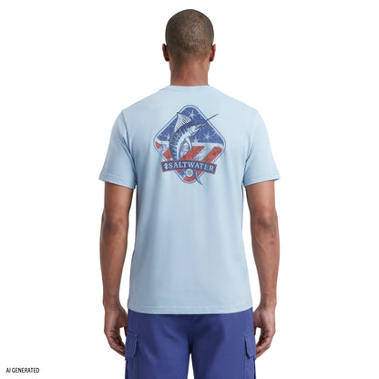Izod SALTWATER SHORT SLEEVE GRAPHIC TEE - CHAMBRAY BLUE