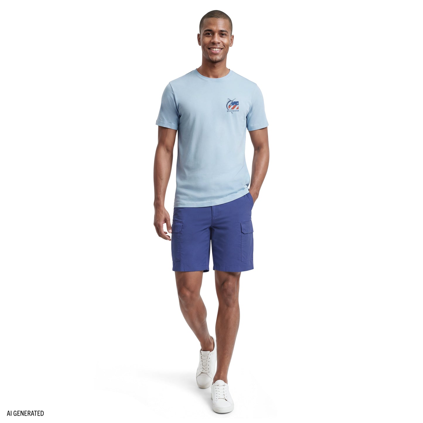 Izod SALTWATER SHORT SLEEVE GRAPHIC TEE - CHAMBRAY BLUE