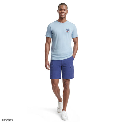 Izod SALTWATER SHORT SLEEVE GRAPHIC TEE - CHAMBRAY BLUE
