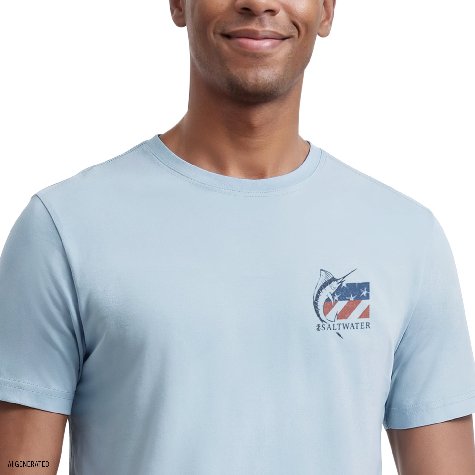 Izod SALTWATER SHORT SLEEVE GRAPHIC TEE - CHAMBRAY BLUE