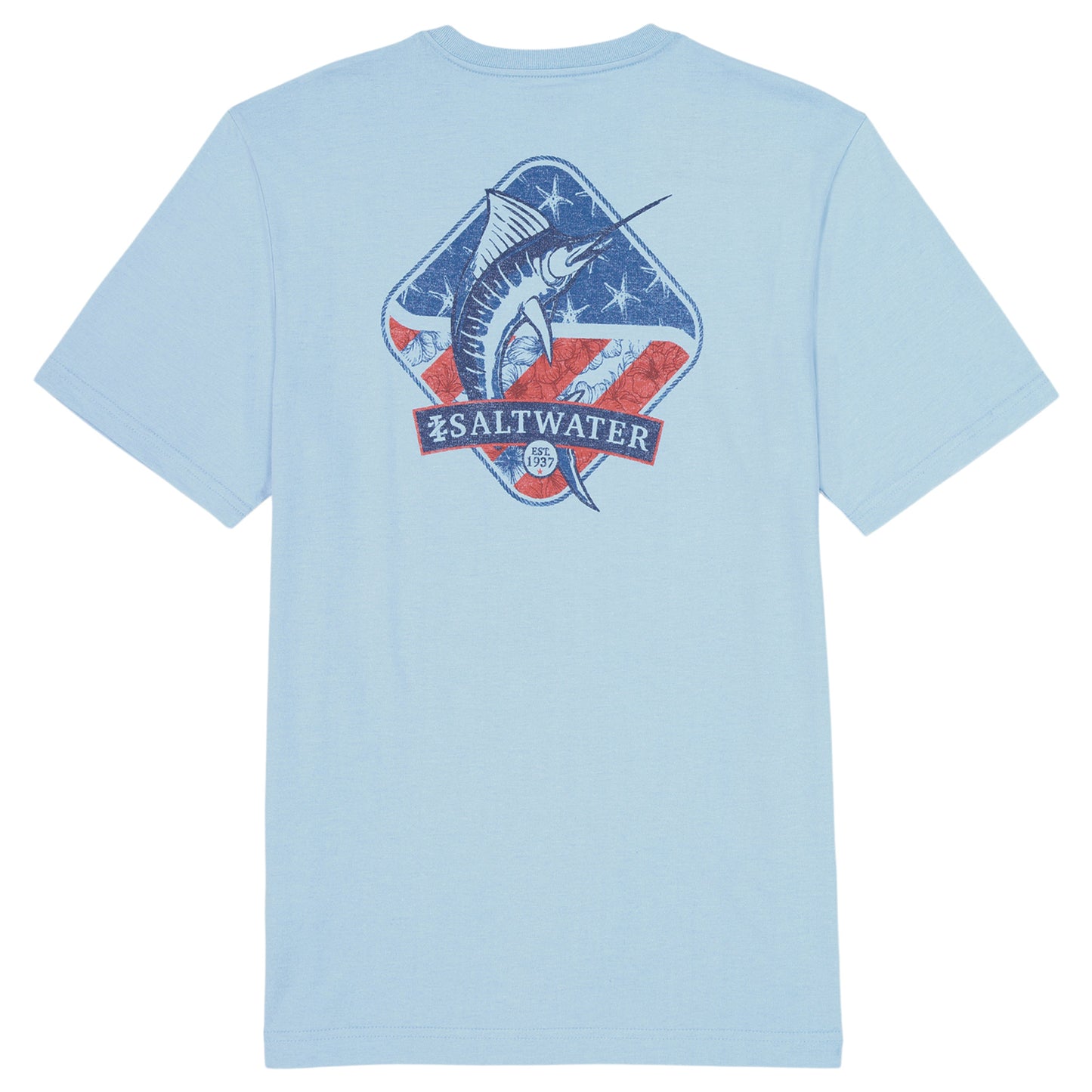 Izod SALTWATER SHORT SLEEVE GRAPHIC TEE - CHAMBRAY BLUE