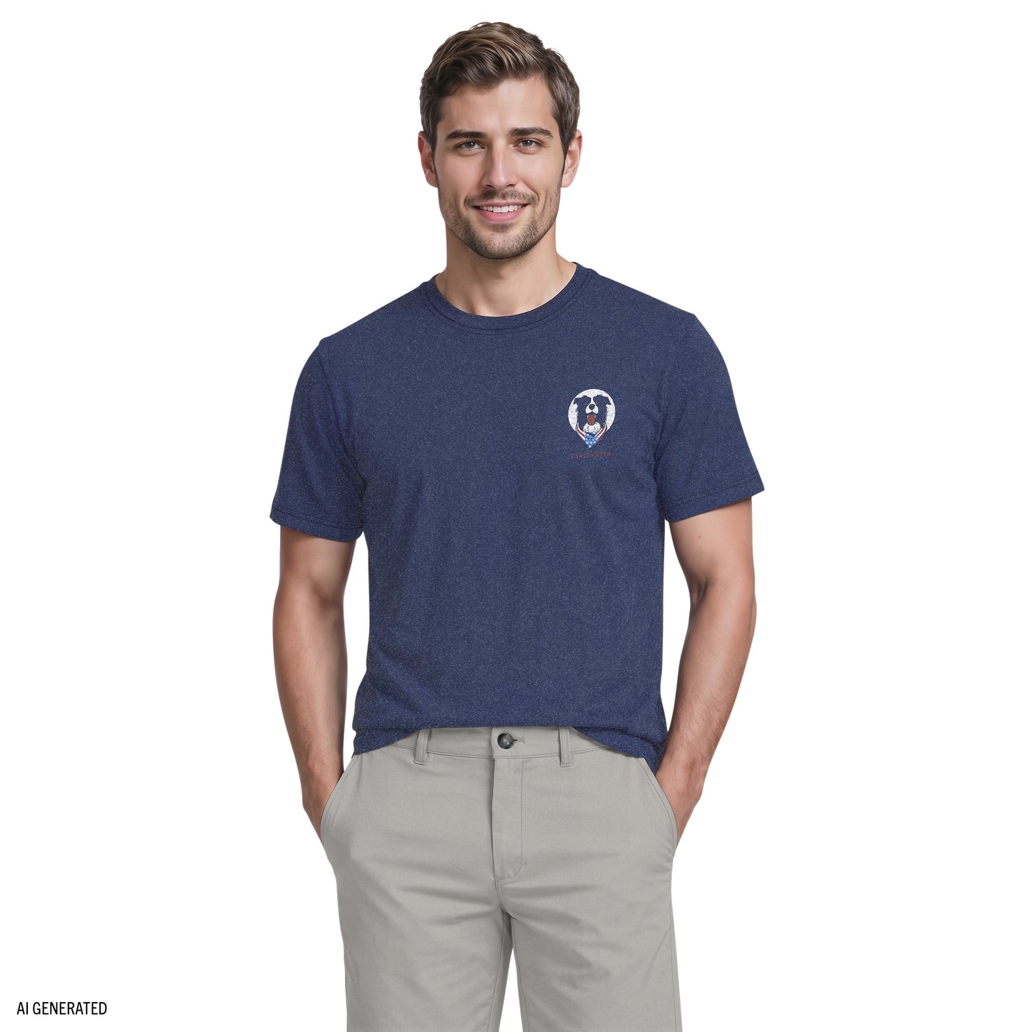 Izod SALTWATER SHORT SLEEVE GRAPHIC TEE - MEDIEVAL BLUE