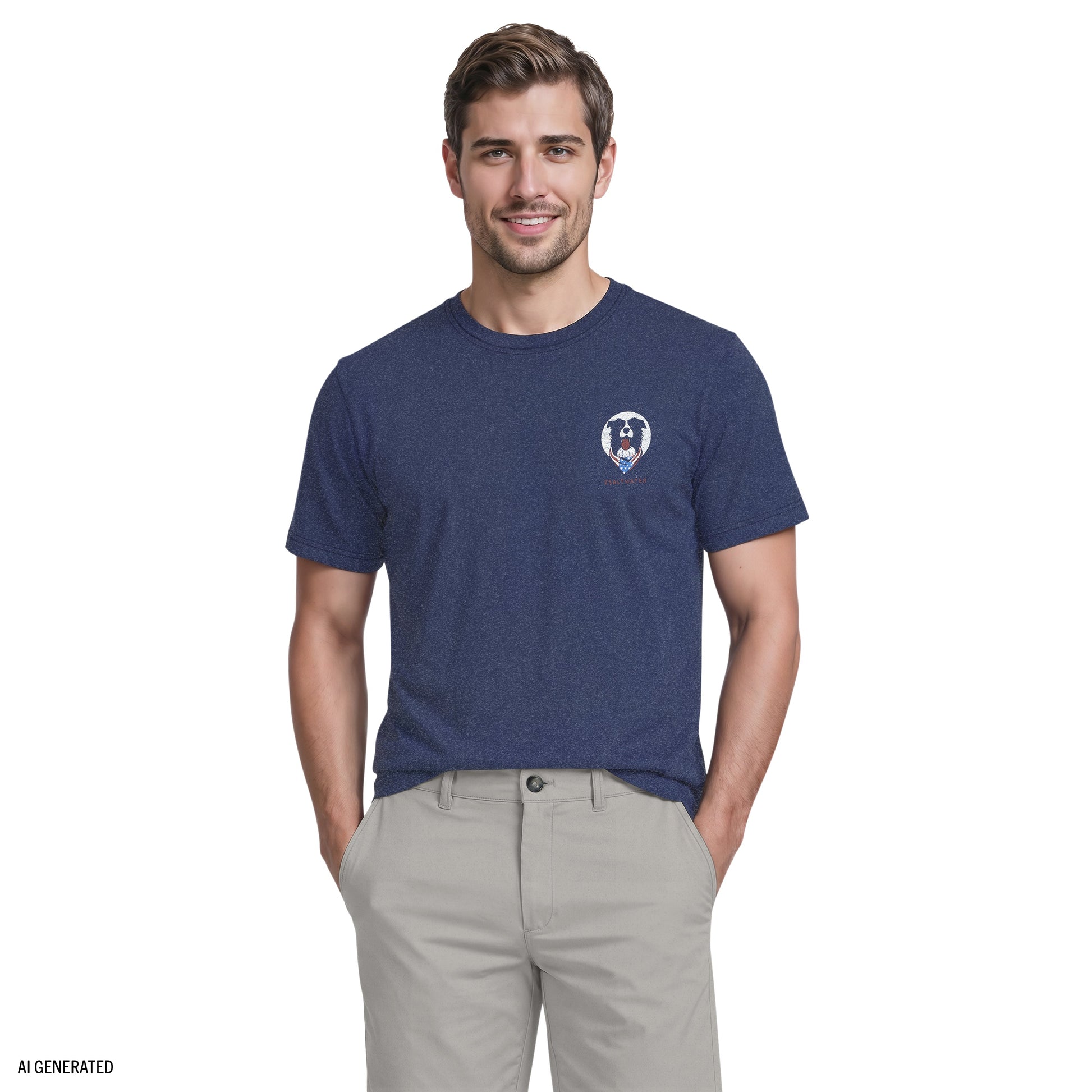 Izod SALTWATER SHORT SLEEVE GRAPHIC TEE - MEDIEVAL BLUE