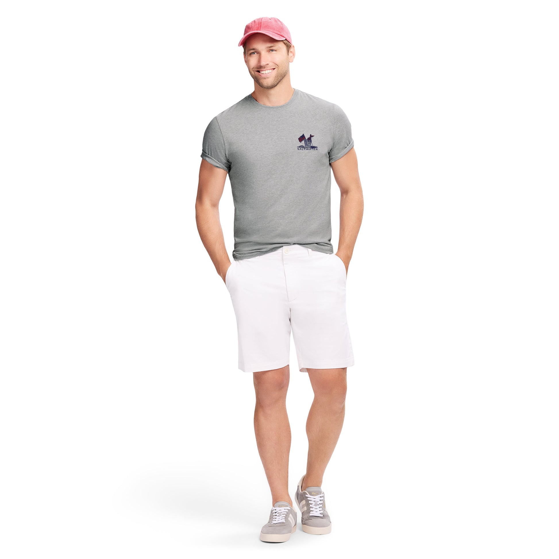 Izod SALTWATER SHORT SLEEVE GRAPHIC TEE - LT GREY HTHR