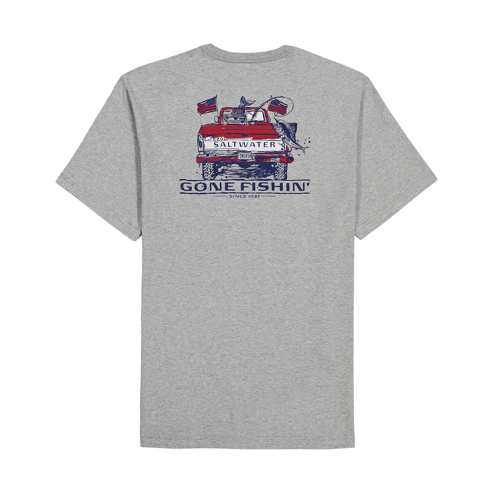 Izod SALTWATER SHORT SLEEVE GRAPHIC TEE - LT GREY HTHR