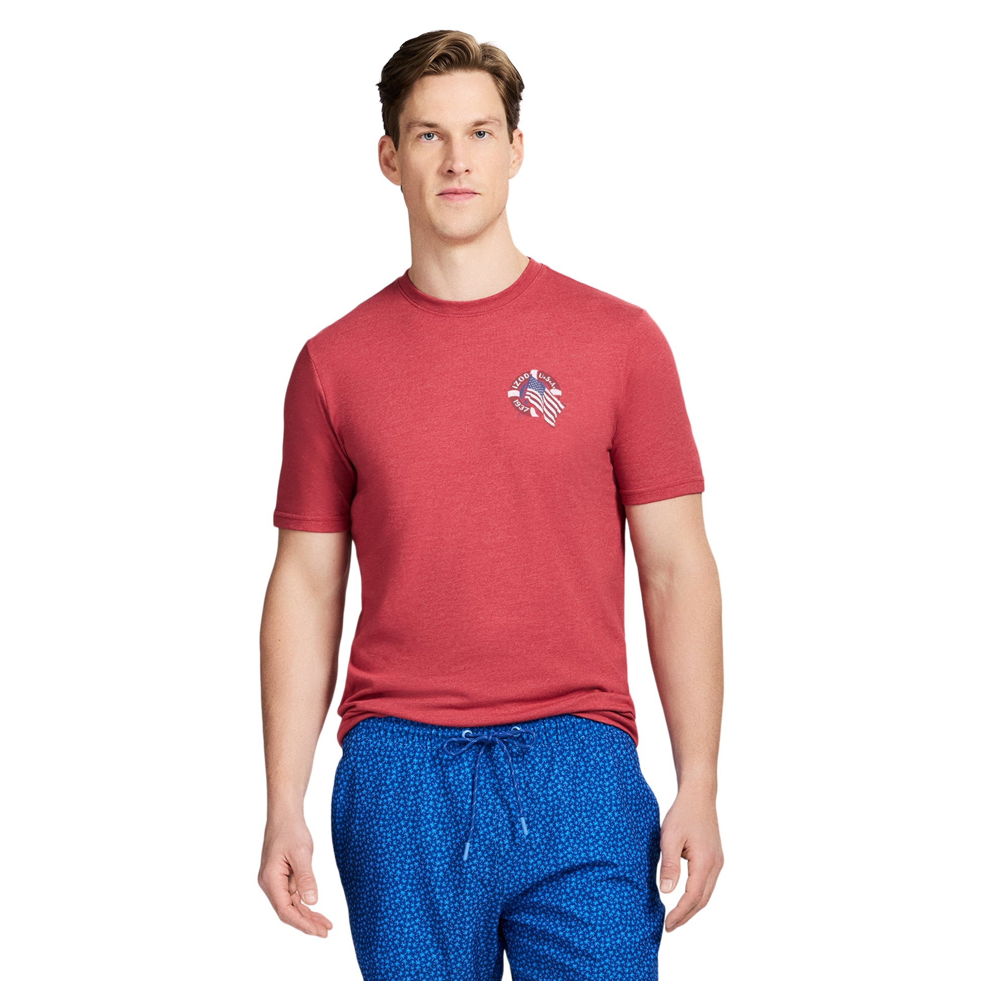Izod SALTWATER SHORT SLEEVE GRAPHIC TEE - GARNET ROSE