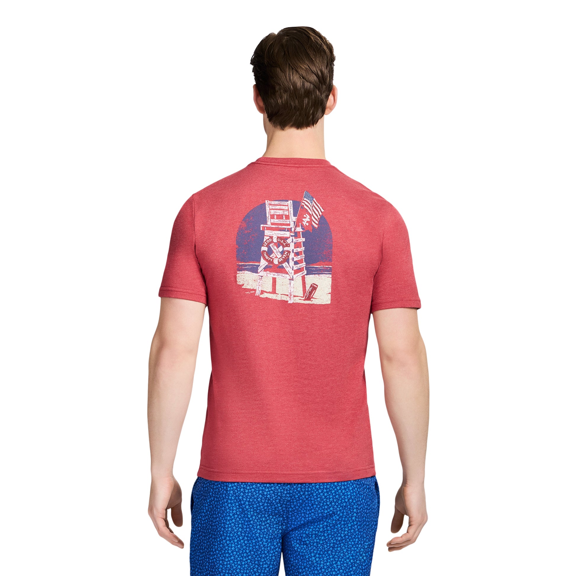 Izod SALTWATER SHORT SLEEVE GRAPHIC TEE - GARNET ROSE