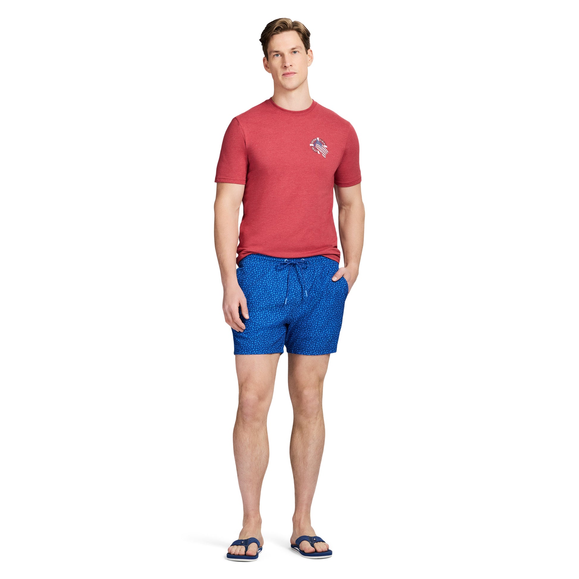 Izod SALTWATER SHORT SLEEVE GRAPHIC TEE - GARNET ROSE