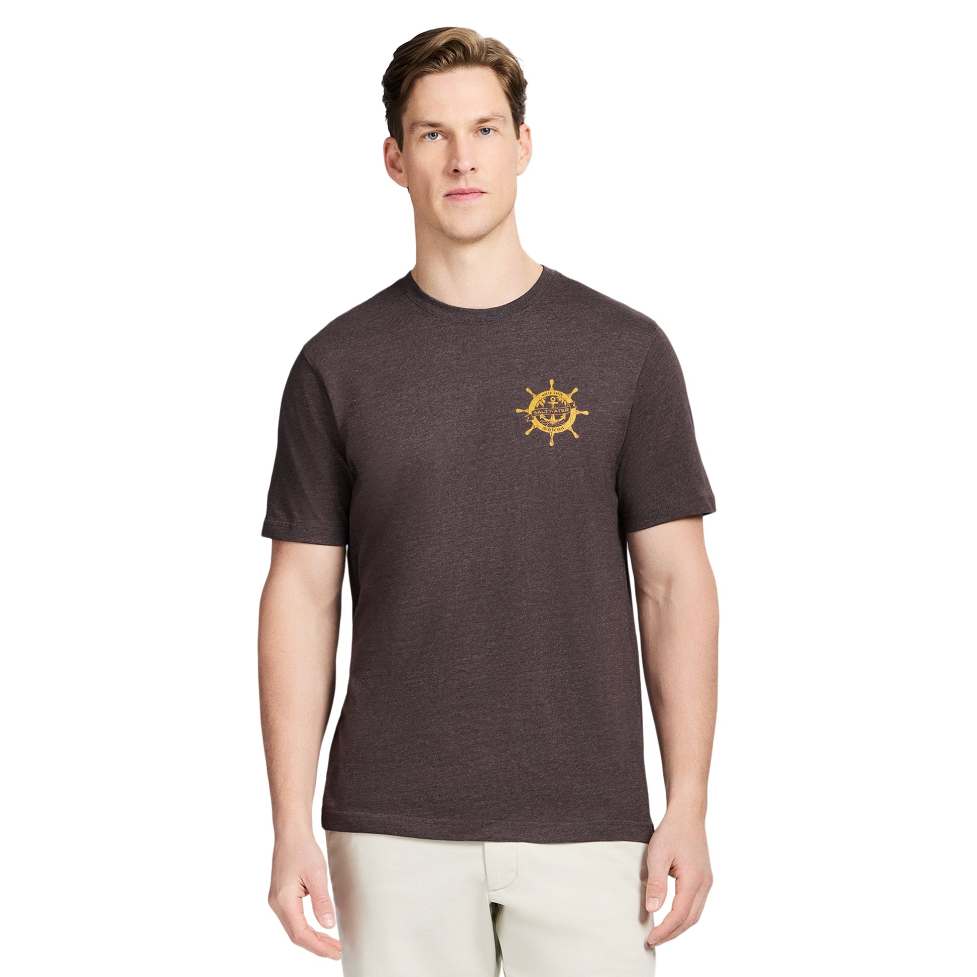 Izod SALTWATER SHORT SLEEVE GRAPHIC TEE - BLACK COFFEE