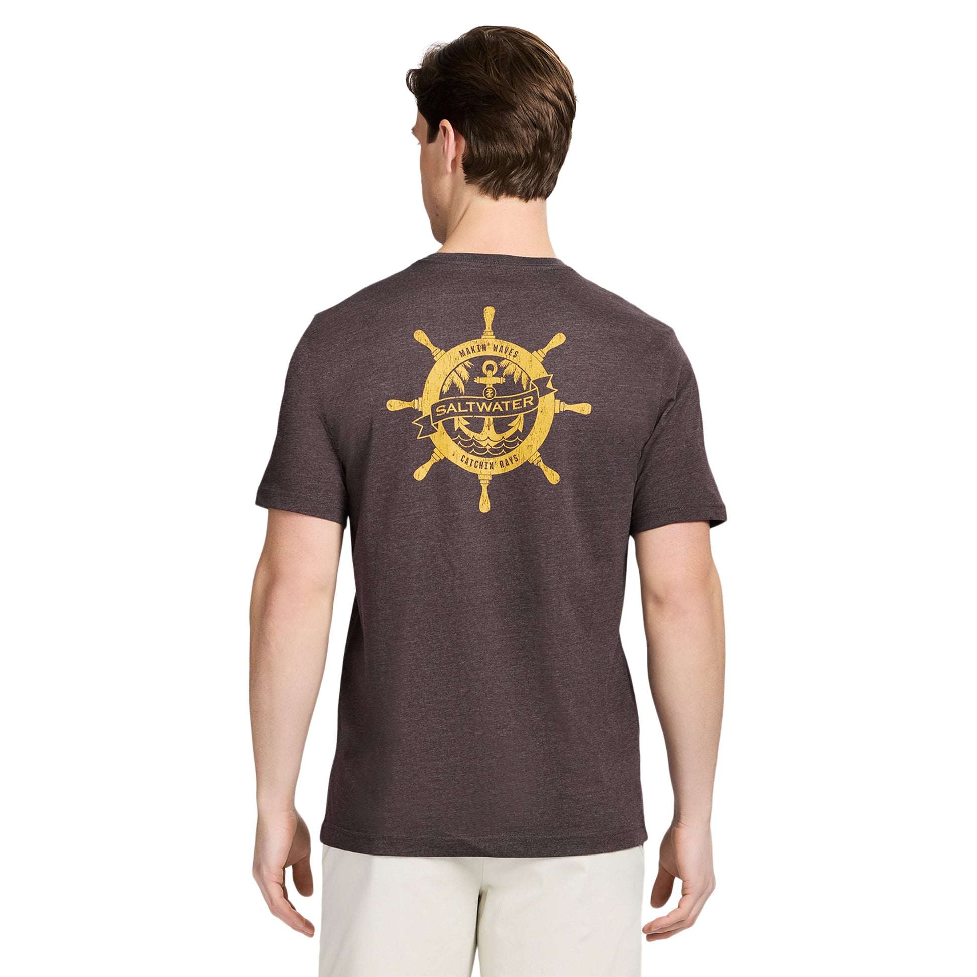 Izod SALTWATER SHORT SLEEVE GRAPHIC TEE - BLACK COFFEE