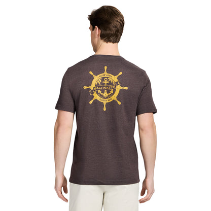 Izod SALTWATER SHORT SLEEVE GRAPHIC TEE - BLACK COFFEE