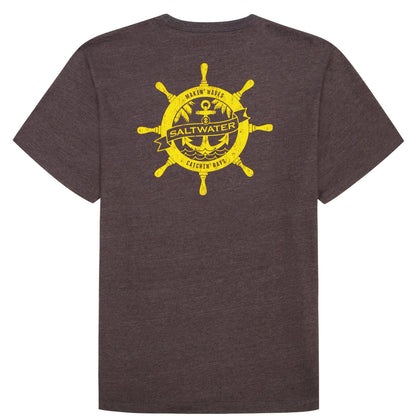 Izod SALTWATER SHORT SLEEVE GRAPHIC TEE - BLACK COFFEE