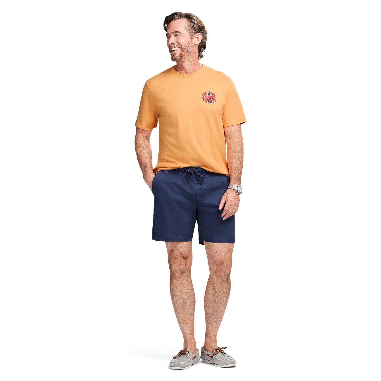 Izod SALTWATER S/S GRAPHIC TEE - PEACH COBBLER
