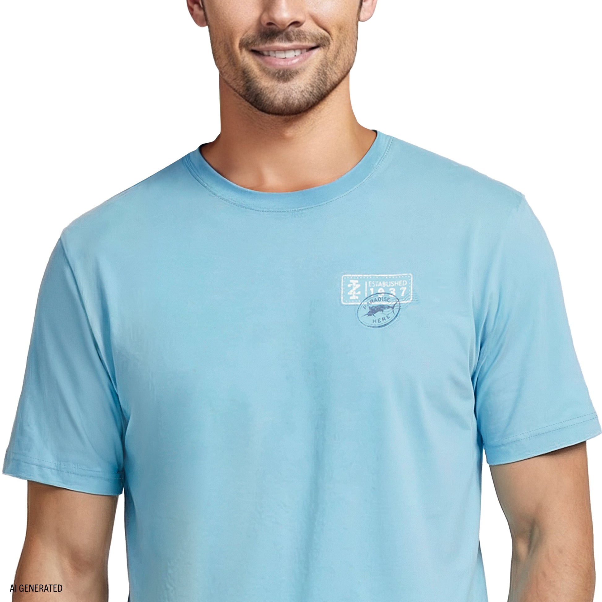 Izod SALTWATER S/S GRAPHIC TEE - MILKY BLUE