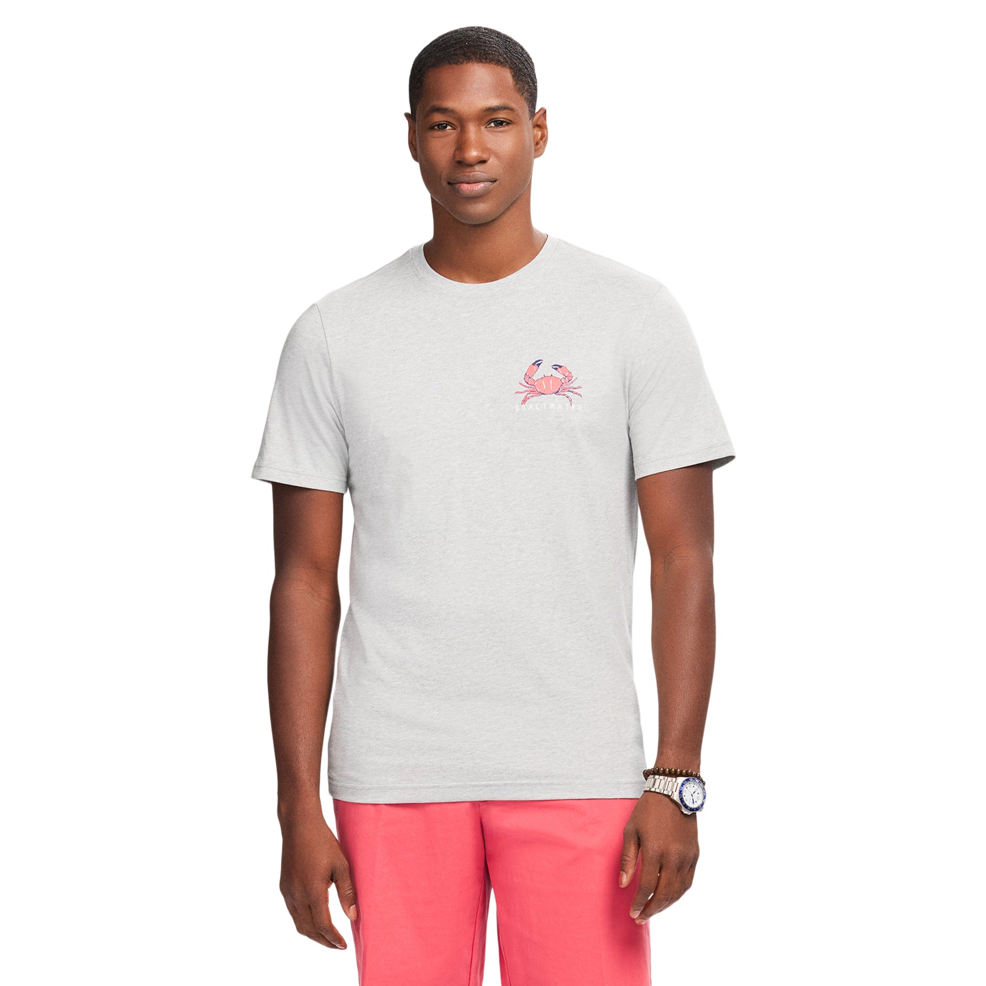 Izod SALTWATER S/S GRAPHIC TEE - LT GREY HTR