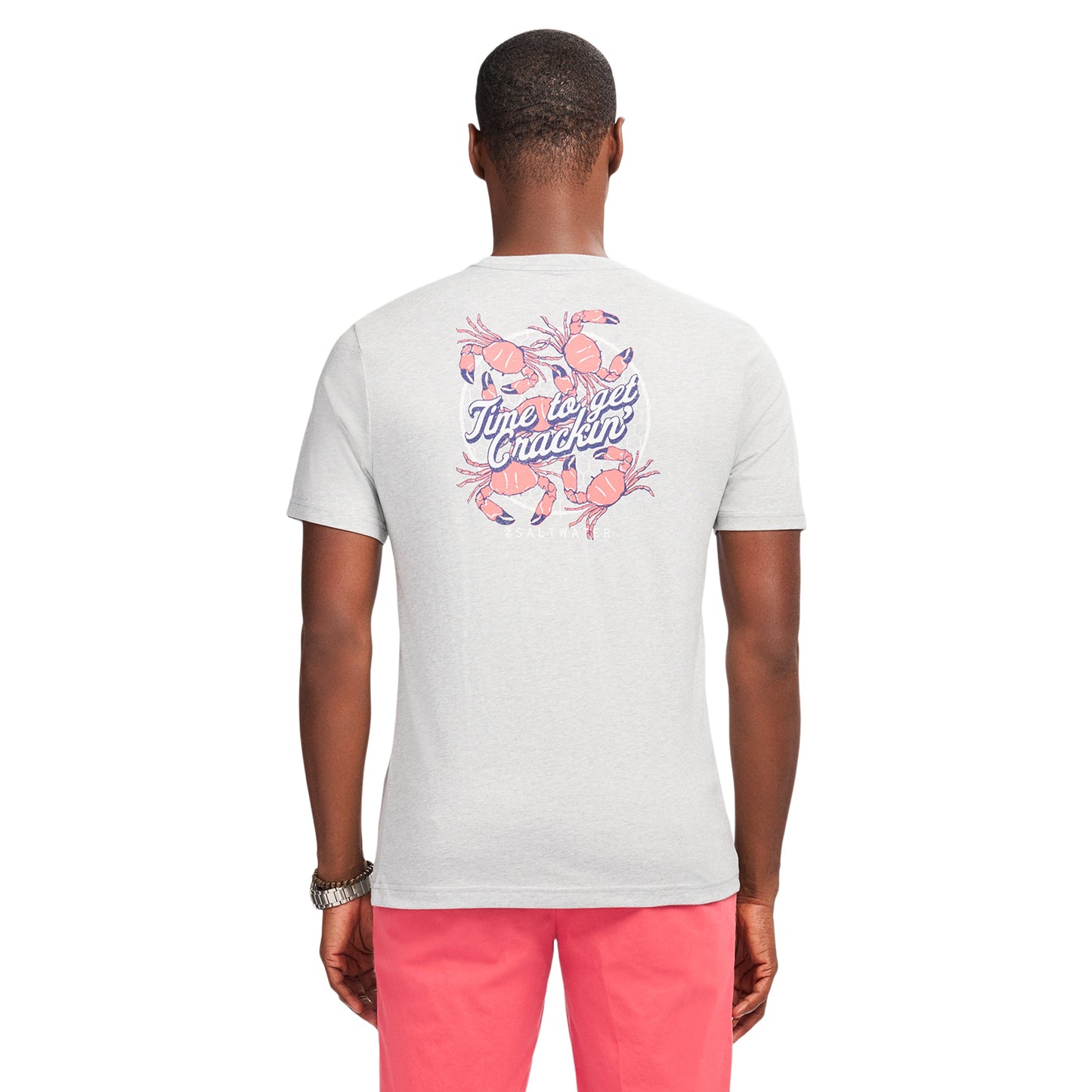 Izod SALTWATER S/S GRAPHIC TEE - LT GREY HTR