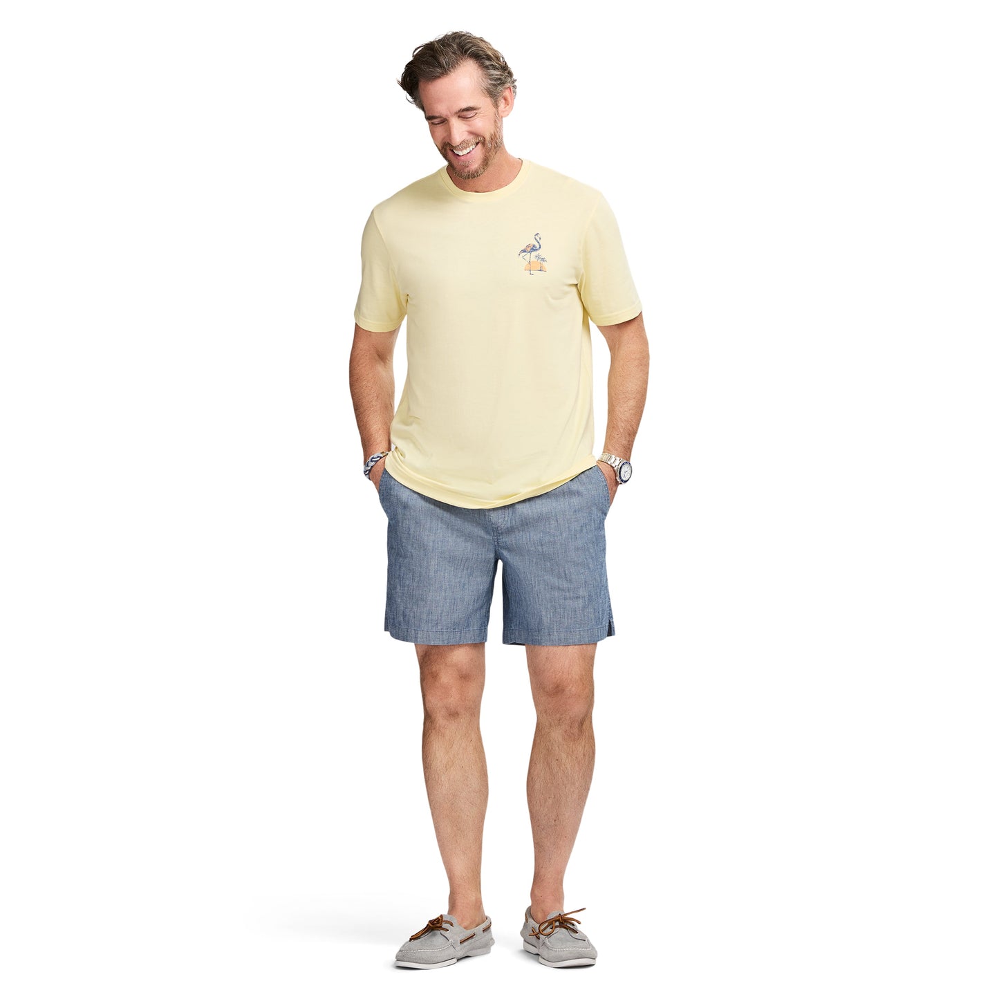 Izod SALTWATER S/S GRAPHIC TEE - PASTEL YELLOW