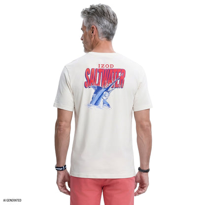 Izod SALTWATER FISHING GEAR S/S GRAPHIC TEE - EGRET