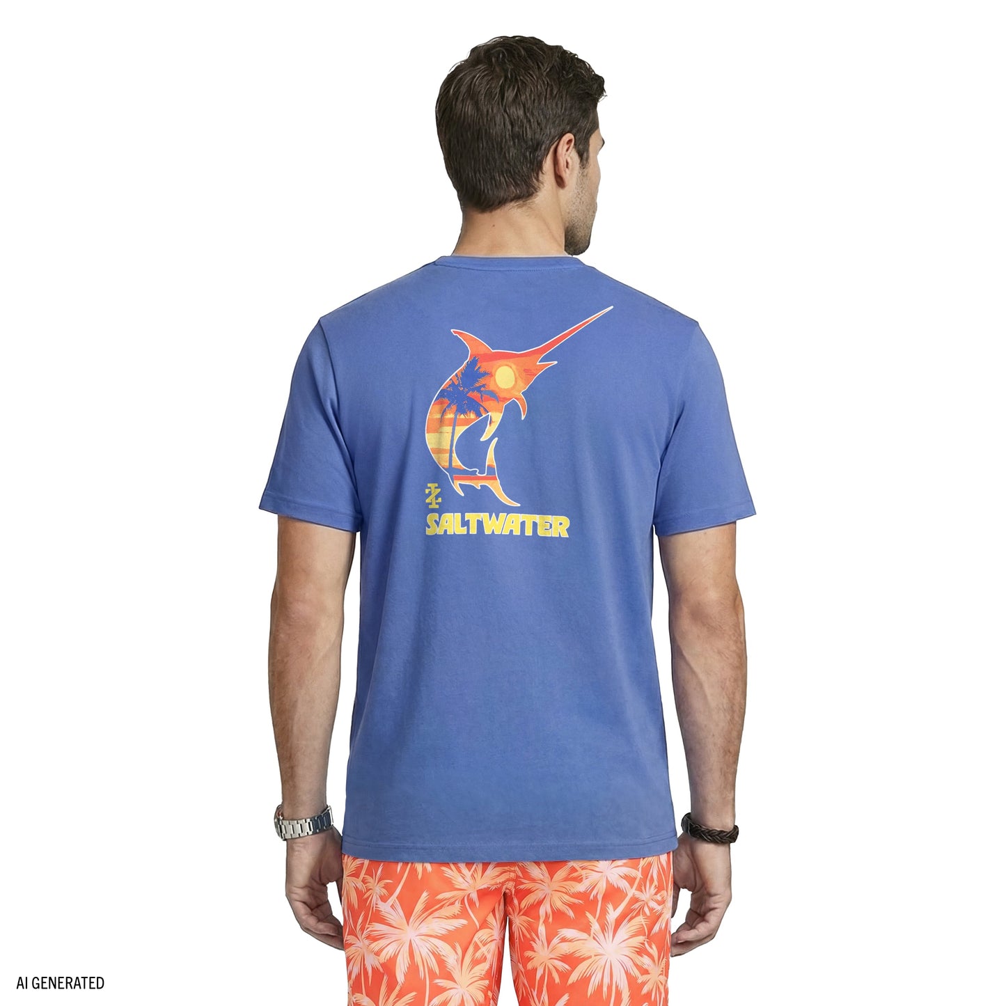 Izod SALTWATER FISHING GEAR S/S GRAPHIC TEE - TRUE NAVY