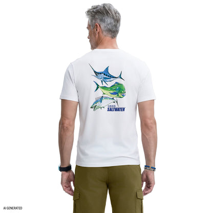 Izod SALTWATER FISHING GEAR S/S GRAPHIC TEE - BRIGHT WHITE