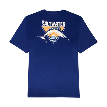 Izod SALTWATER FISHING GEAR S/S GRAPHIC TEE - MEDIEVAL BLUE