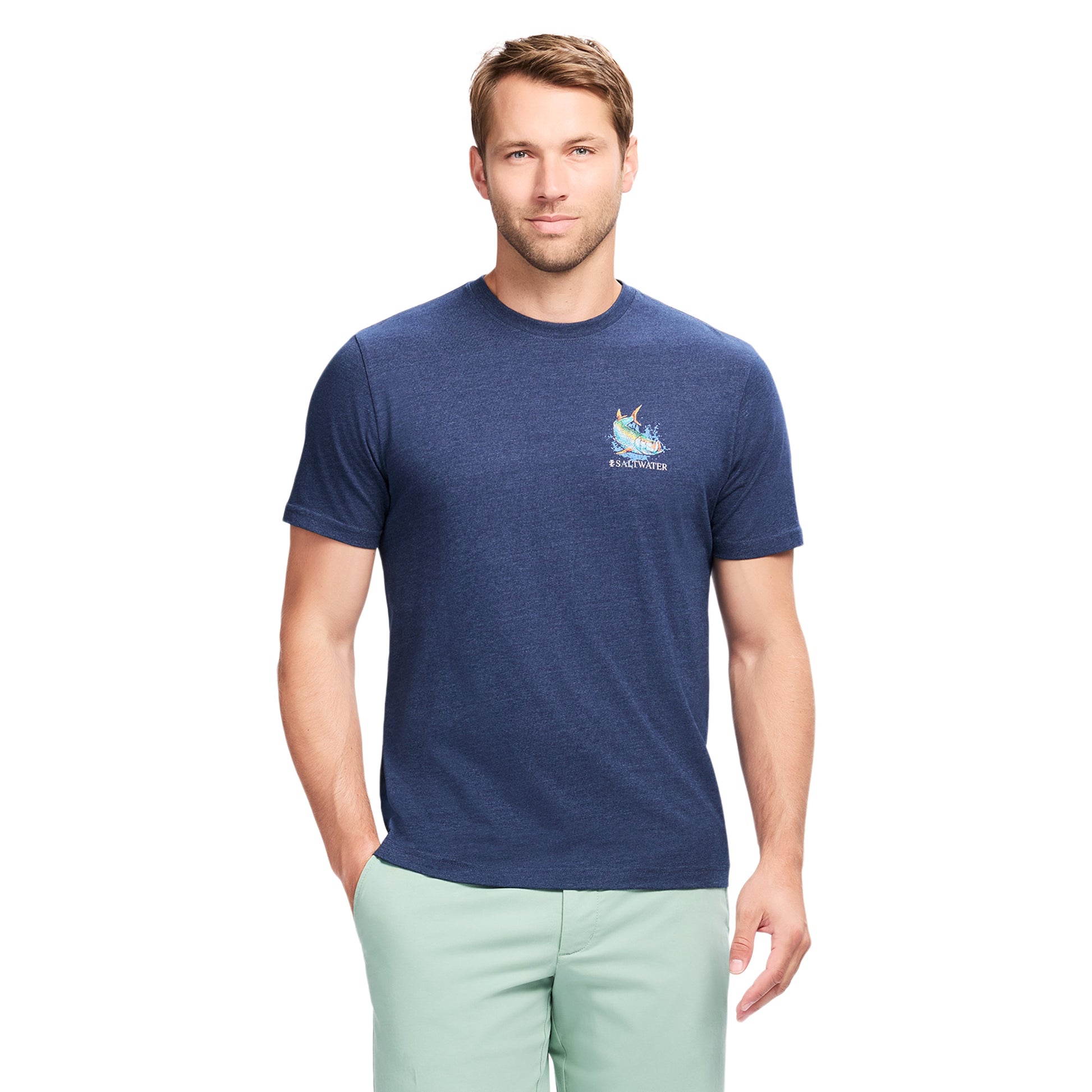 Izod SALTWATER S/S GRAPHIC TEE - CLUB BLUE
