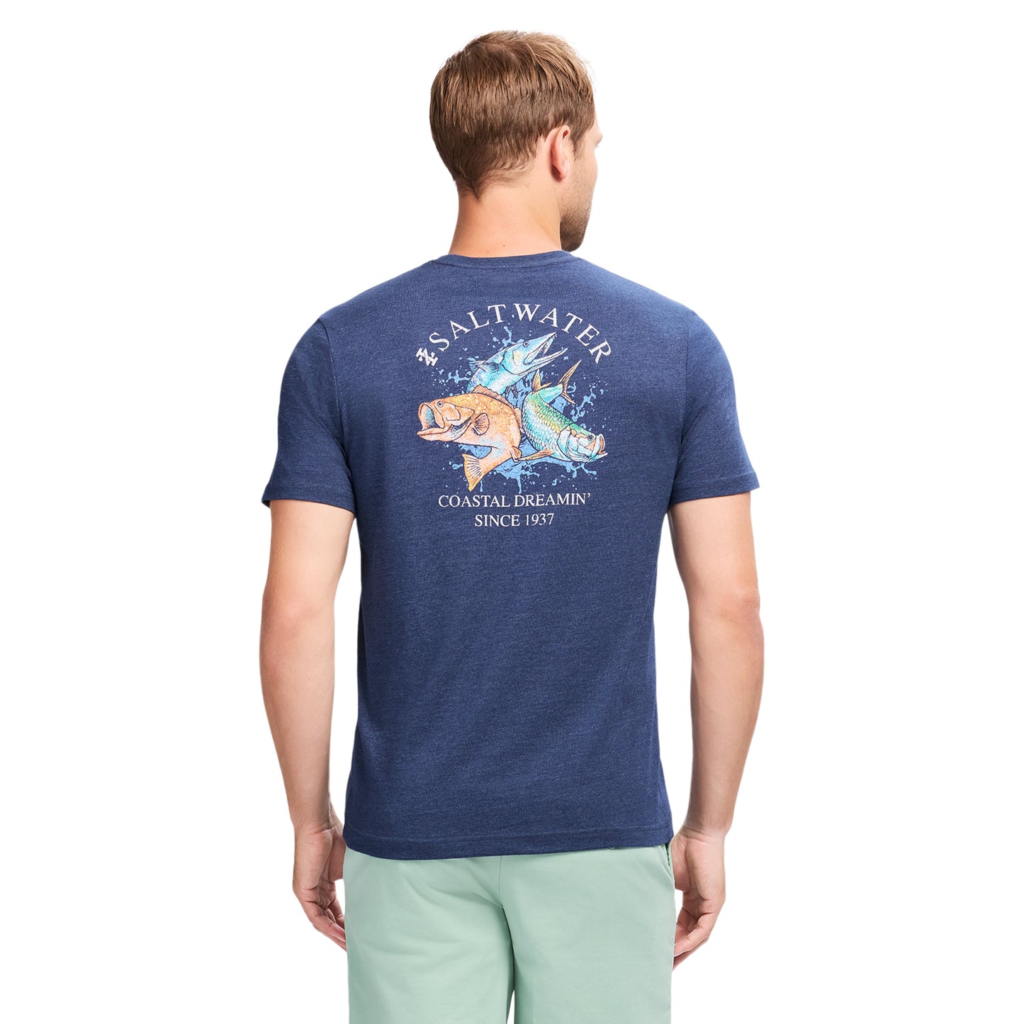 Izod SALTWATER S/S GRAPHIC TEE - CLUB BLUE