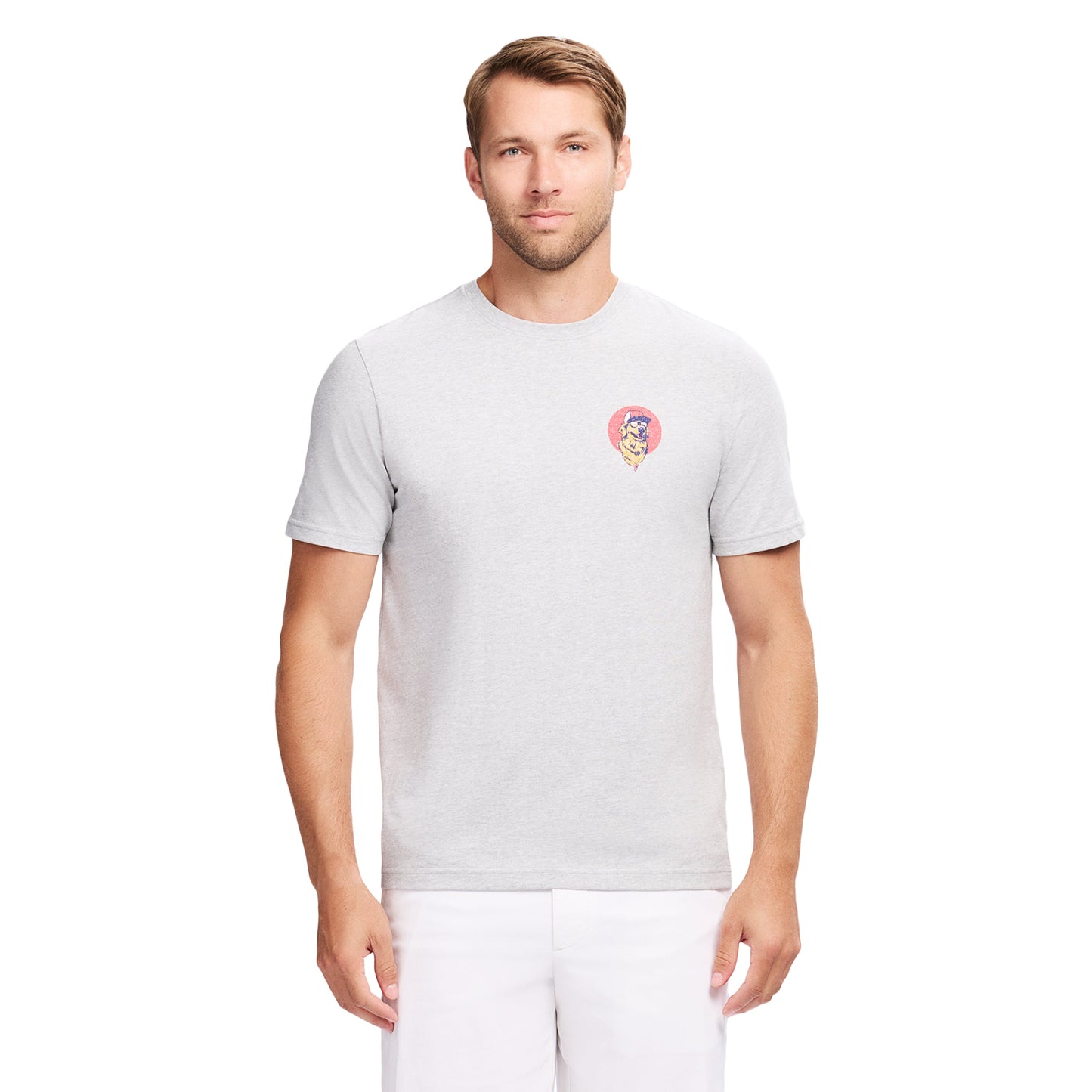 Izod SALTWATER S/S GRAPHIC TEE - LT GREY HTR