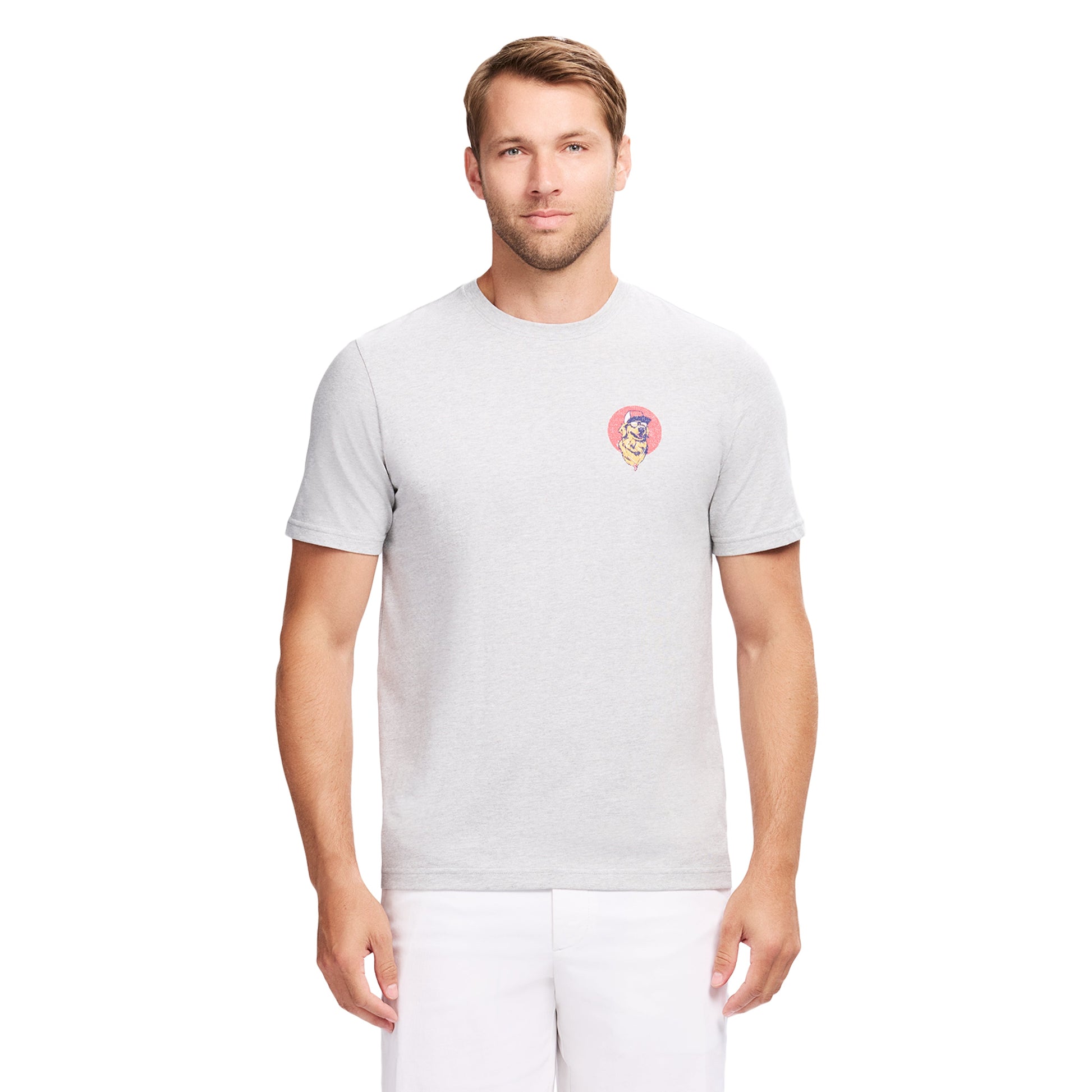 Izod SALTWATER S/S GRAPHIC TEE - LT GREY HTR