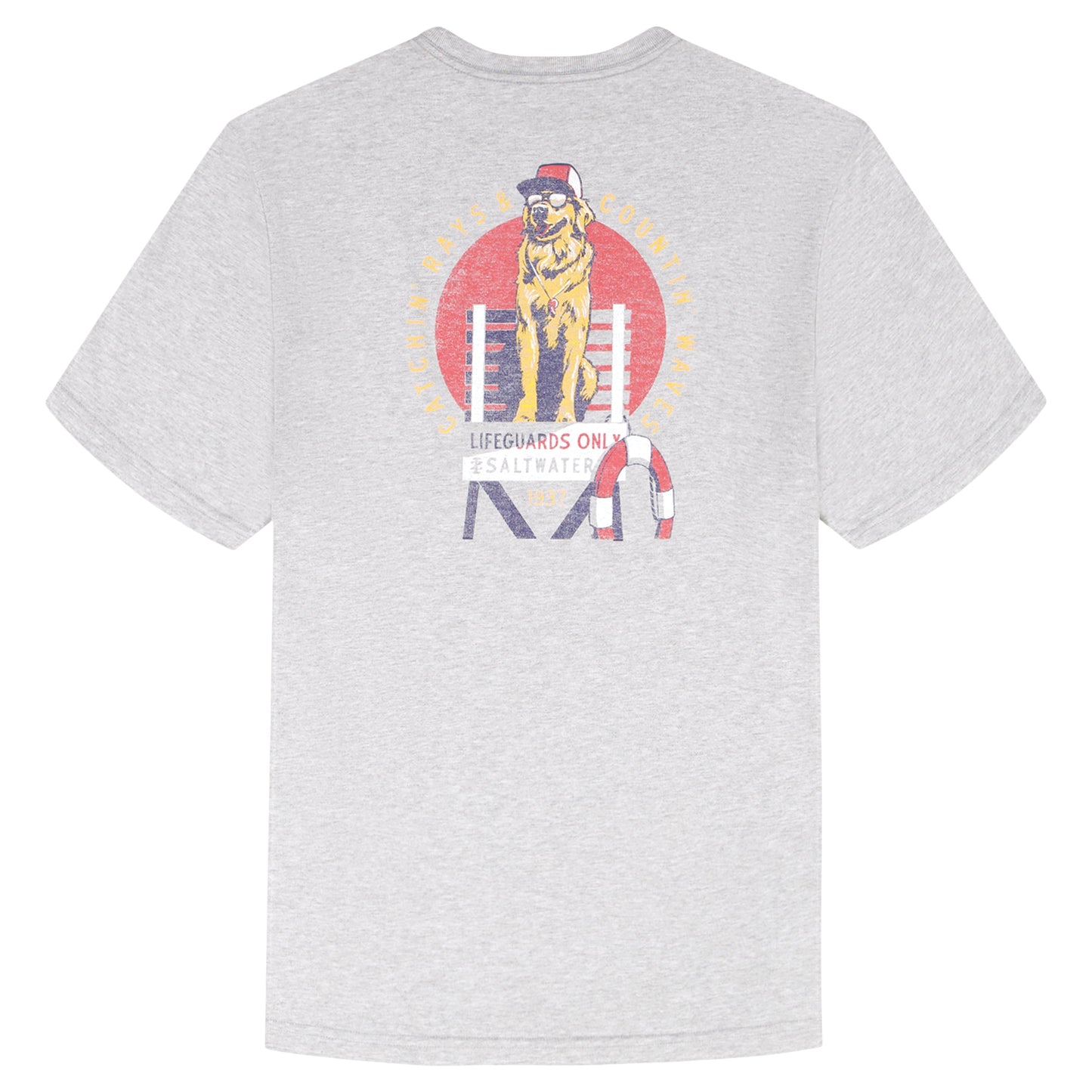 Izod SALTWATER S/S GRAPHIC TEE - LT GREY HTR