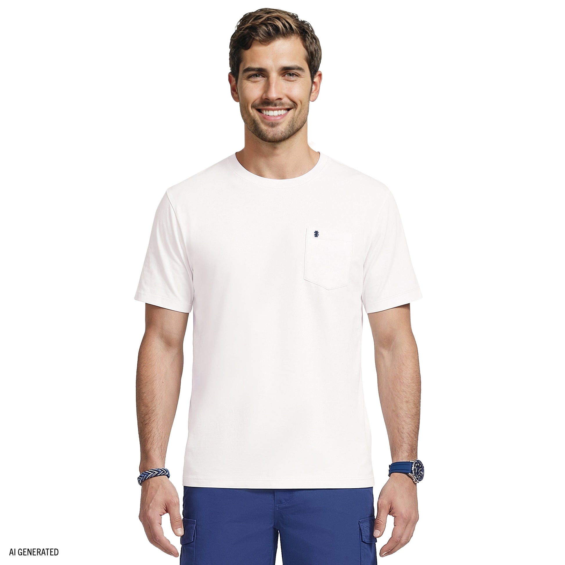 Izod SALTWATER S/S POCKET TEE - BRIGHT WHITE